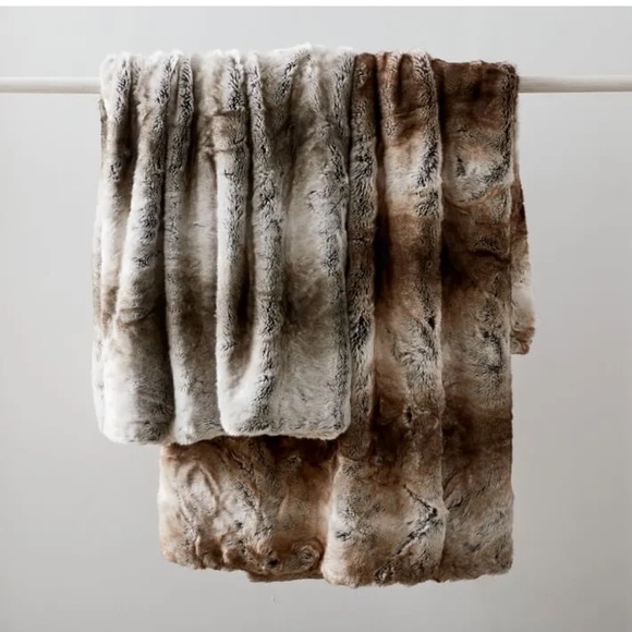 WEST ELM FAUX FUR OMBRÉ THROW - Picture 1 of 5